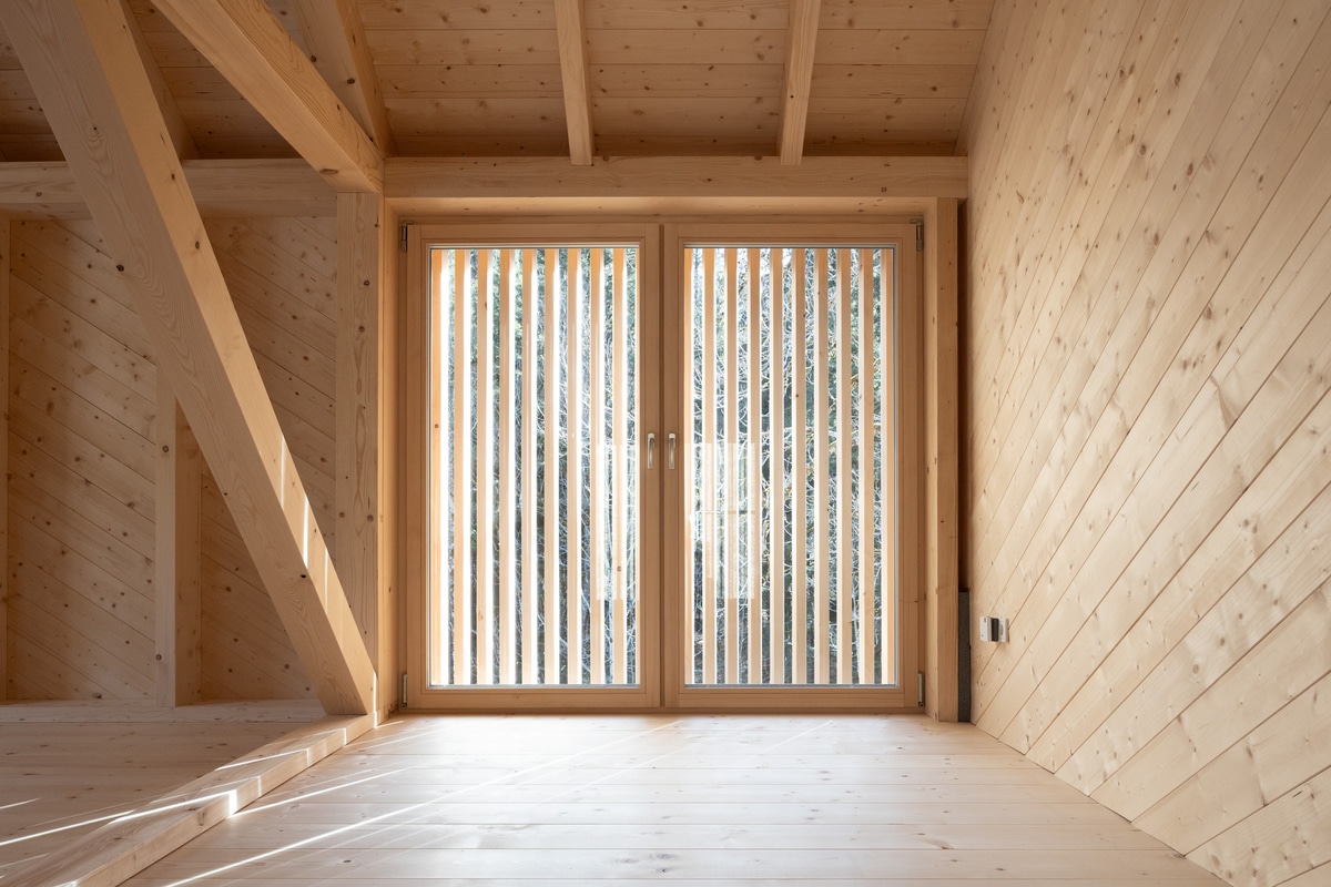 Yoga room overlooking the mountain meadows